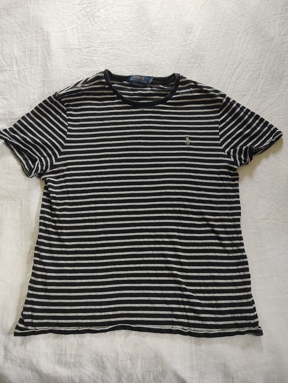 Polo by Ralph Lauren Men's Black  White Stripe Crewneck T-Shirt